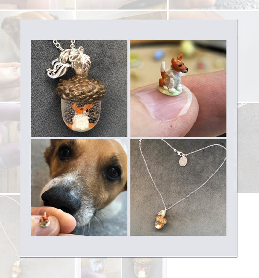 Acorn Pet Portrait Necklace encapsulating your hand sculpted miniaturiAcorn Pet Portrait Necklace encapsulating your hand sculpted miniaturised pet with a Name Initial charm Ooak jewellery, message me two pictures of your pet ideally snecklacePadpod & BerrieMy Fairytale GiftsAcorn Pet Portrait Necklace encapsulating