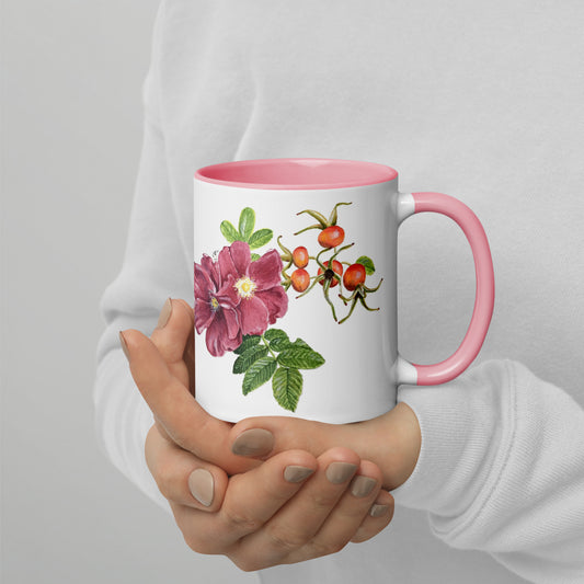 Wild Rose & Rose hips P&B water colour art print - Mug with Color InsiAdd a splash of color to your morning coffee or tea ritual! These ceramic mugs not only have a beautiful design on them, but also a colorful rim, handle, and inside,My Fairytale GiftsMy Fairytale Giftswater colour art print - Mug